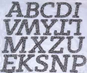 3D abėcėlių raidės kristalų pataisų kalnų krištolas fragmentais geležies perdavimo kalnų krištolas pleistrai aplikacijos, skirtos drabužių, kepuraitės, 10vnt/daug
