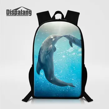 3D Delfinų Mokyklos Maišeliai Pirminės Studentų Gyvūnų Ryklys Spausdinti Aukštos Kokybės Kuprinė 16 Colių Bookbag Vaikams Lašas Laivybos