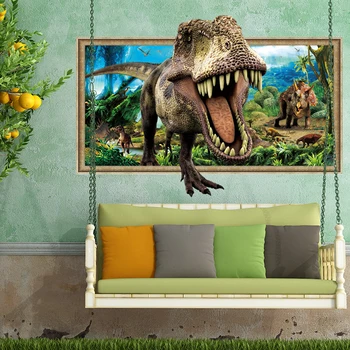 3D Dinozaurai Siena Lipdukas Miegamojo Kambarį Nuimamas Dekoratyvinės Sienų Lipduko Juros periodo Pasaulio aplinkosaugos ¾enklelis