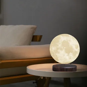 3D Magnetinio Besisukantis Mėnulis Lempos Naktį Šviesos 15cm Sukasi belaidžio Led Mėnulio Šviesos Plūduriuojantis lempos naujovė dovanos, namų dekoracijos