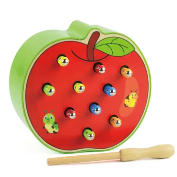 3D Montessori Mediniai Žaislai, Caterpillar Valgo Apple Vaikai Sugauti Kirminų Atitikimo Puzzle Žaidimai Ankstyvojo Ugdymo Interaktyvi Matematikos Žaislas