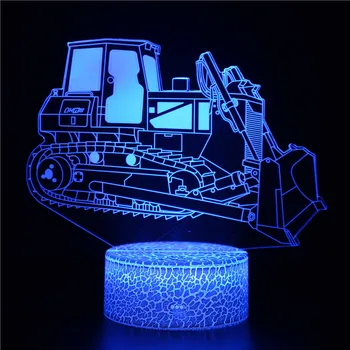 3D Naktį Šviesos Kietas Buldozeris Sunkvežimių Ekskavatorių Automobilių Vilkiko Naktį LED Lempos Vaikams Lentelė Dekoratyvinės Lempos Vaikų Dovanų