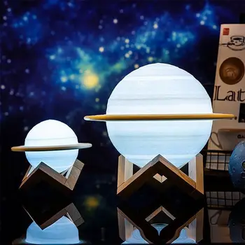 3D Spausdinimo Saturnas Žibintas Įkraunamas Mėnulio Lempos Naktį Šviesos Namų Puošybai Naktį LED Lemputė Su Nuotolinio valdymo pultelis Vaikų Dovanų