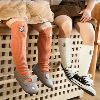 3pairs pack Pavasarį nauja vaikų kojinės šukuotos medvilnės baby siuvinėjimo animacinių filmų berniukų ir mergaičių, tėvų-vaikų kojinės