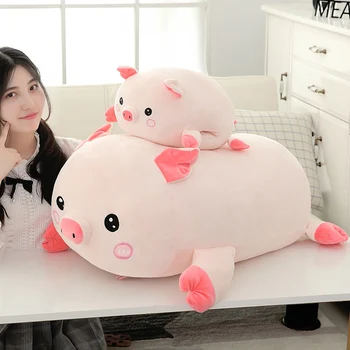 40-90cm super minkštas kiaulių panda pliušinis žaislas iškamša mesti pagalvės, pagalvėlės, rožinė kiaulė panda vertus širdys pagalvę Dovana vaikams/