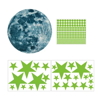 435pcs/set Šviesos 3D Star Mėnulis Dot Sienų Lipdukai Fluorescencinis Švytėjimas Tamsoje 