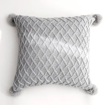 45x45cm pilka/rožinė/mėtos žalumo medvilninių siūlų kintted pagalvėlė padengti sofa-patikrinti užvalkalas vilnos dekoratyvinę pagalvę padengti atlošas