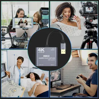4K 1080P USB 3.0 HDMI Vaizdo Garso Žaidimas Užfiksuoti Kortelės Su Kilpa Iš Full 1080p 60 Įrašyti Per DSLR Kamera
