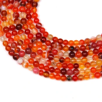 4MM mini Oranžinė raudona dryžuota agates karoliukai prarasti gamtos perlas akmens karoliukų papuošalai priėmimo 