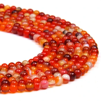 4MM mini Oranžinė raudona dryžuota agates karoliukai prarasti gamtos perlas akmens karoliukų papuošalai priėmimo 