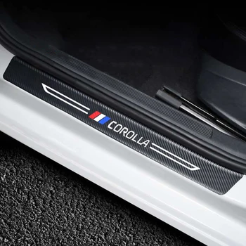 4PCS Automobilių Anglies odos Krašto Apsaugos Lipdukai Automobilio Durų Slenksčio Įbrėžimams atsparus Lipdukas Toyota corolla 2017 m. 2018 m. m. m.