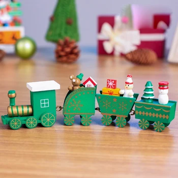 4pcs Mini Medinis Traukinio Kalėdos Vaikams Kalėdų Žaislas Šeimos Namų Dekoro Naujųjų Metų Dovana Vaikams Baby Montessori Mediniai Eismo Žaislai