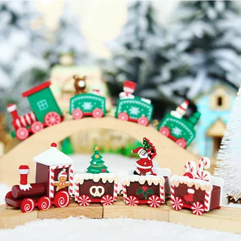 4pcs Mini Medinis Traukinio Kalėdos Vaikams Kalėdų Žaislas Šeimos Namų Dekoro Naujųjų Metų Dovana Vaikams Baby Montessori Mediniai Eismo Žaislai
