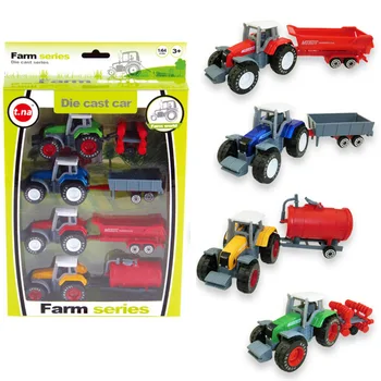 4pcs/set Lydinio inžinerijos automobilio žaislo traktoriaus modelį ūkio transporto priemonės diržą berniukas žaislas automobilio modelio projektavimas automobilių traktoriaus žaislai