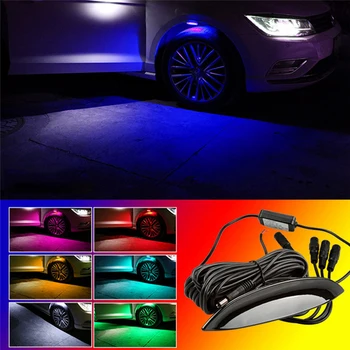4pcs Universaliųjų Automobilių Sparnas Varantys Antakių LED Šviesos Spalvinga Dekoro APP Kontrolės Mirksi Lempos, Aplinkos Šviesos Automobilių Reikmenys