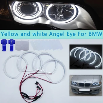 4X131MM GELTONA+BALTA LED Angel Eyes BMW E46 M3 Coupe Zjeżdżalnia E36 E38 E39 Halo Žiedai, Automobilių Priedai, Automobilių Prekės,