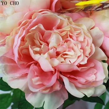 5 galvutėmis/puokštė dirbtinis bijūnų puokštė rožių gėlių flores artificiales šilko gėlės Namuose Šalis dekoratyvinis džiovintos gėlės