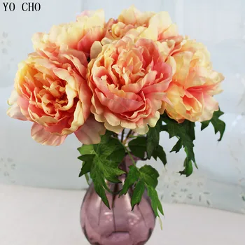 5 galvutėmis/puokštė dirbtinis bijūnų puokštė rožių gėlių flores artificiales šilko gėlės Namuose Šalis dekoratyvinis džiovintos gėlės