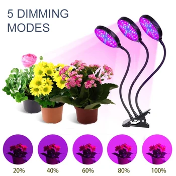 5 Rūšių Augalų Augimo Šviesos Lempos Lemputė 360 laipsnių Pasukimo 3-lempos Įrašą Turėtojas JK viso Spektro LED Grow Light Gėlių, Augalų Lempos