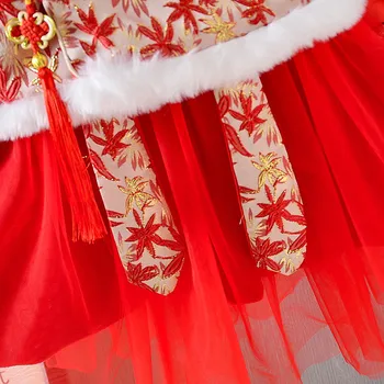 #50 Bamblys Baby Girl Naujųjų Metų Tang Kostiumas, Sijonas, Suknelė Princesė Žiemos Mados Suknelė+stora Liemenė Drabužių Naujųjų Metų Drabužių