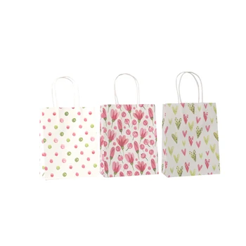 50 Vnt./daug Saldus Gėlių spausdinti kraft paper bag Festivalis dovanų maišeliai, Popieriniai maišeliai su rankenomis, vaikams, dovanų maišeliai 18x15x8cm