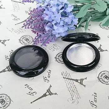 50pcs 37.5 mm juodo plastiko apvalios, akių šešėlių atveju su aliuminio skardą viduje eyeshadow kompaktiškas atveju Milteliai/Lūpų Balzamas bakas