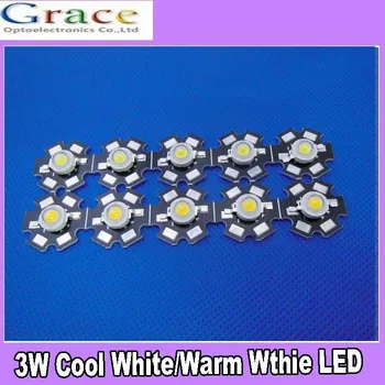 50pcs 3W High Power LED šviesos spinduolis, Šiltai Balta 3000-3200K, Cool White 6000-6500K Spalvų led 20mm Star pcb