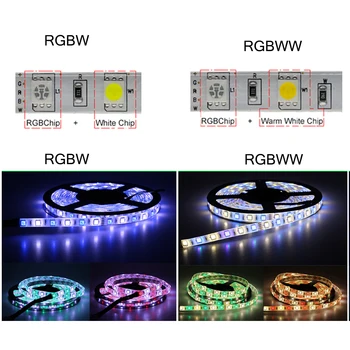 5m 10m TUYA Zigbee RGBW RGBWW Led Juostos SMD 5050 šviesos srautą galima reguliuoti Šviesos+Mini Controller+DC12V Galia Aidas Plius 