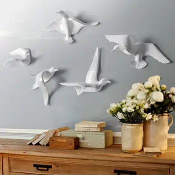 5VNT Europos 3D Dervos Sienos Kabo Paukštis Freskos Siena Lipdukas Namų Dekoravimo TV Foną, Sienų Apdaila Amatų Modeliavimas Paukštis