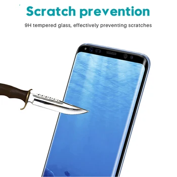 5VNT Grūdinto Stiklo Plėvelė Samsung Galaxy Note 8 9 Pastaba Visą Lenktas Screen Protector For Samsung S9 s10E S8 Plius S7 Krašto Stiklo
