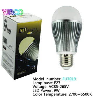 5w 6W 9W GU10 E27 Milight Dviguba LED balta lemputė bazės lempos BMT AC85-265V & FUT006 FUT007 2.4 G 4Zone led Nuotolinio valdymo reguliatorius
