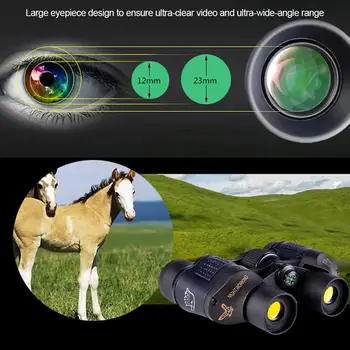 60X60 HD 10000M Žiūronai Mažas, Lengvas, Didelės Galios Lauko Medžioklės Optinis Naktinio Matymo Žiūronai BAK4 Prizmė, Fiksuoto Mastelio