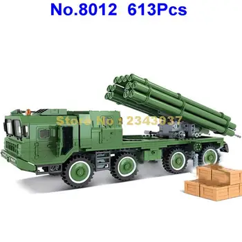 613pcs karinės armijos 300mm raketa raketa transporto priemonės 5 building block Žaislas