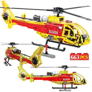 663PCS Miesto Policijos Šiek tiek Antilopių Lėktuvo Blokai Techninės Karinių Sraigtasparnių oro Uostas Plytų Žaislai Vaikams