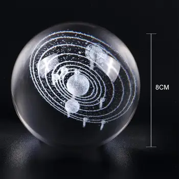6CM/8CM Lazeriu Graviruotas Saulės Sistemos Ball 3D Miniatiūrų Planetų Modelis Srityje Stiklo Pasaulyje Ornamentu Namų Dekoro Dovana Astrophile