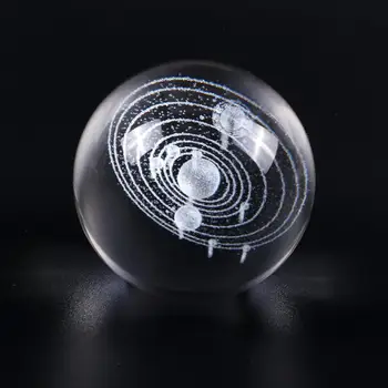 6CM/8CM Lazeriu Graviruotas Saulės Sistemos Ball 3D Miniatiūrų Planetų Modelis Srityje Stiklo Pasaulyje Ornamentu Namų Dekoro Dovana Astrophile