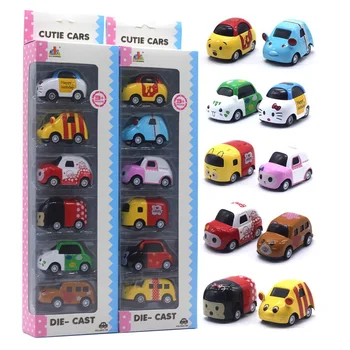6pcs/set Mielas gyvūnų formos, Gražių ryškių spalvų, Kariai Grąžinti automobilį vaikų Mini inžinerijos automobilio modelio, dovanos, žaislai kūdikiams, vaikams