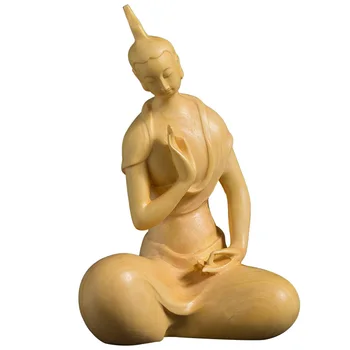 9/10/16CM Zen Tao Medienos Feng Shui Skulptūra Boxwood Namų Arbatos Ceremonija, Medinių Budos Statula Namų Dekoro