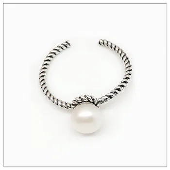925 gryno sidabro, perlų žiedas moterims žiedai Perlų žiedas bagues pour femme accesorios mujer hip-hop derliaus žiedas
