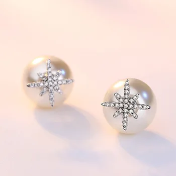 925 sterlingas sidabro mados perlų star ponios'stud auskarai papuošalai moterims Kalėdų dovana lašas laivybos pigiai