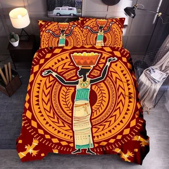 Afrikos nacionalinio mergina stilius Antklode padengti nustatyti namų tekstilės patalynės komplektai Antklodė padengti užvalkalai Animacinių filmų spausdinti šalikas lova rinkinys