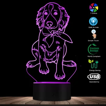 Airių Seteris Mažylis Formą, Modernus Dizainas, Spindinčią Naktį LED Šviesos Pritaikyti Vardą Namų Dekoro šunelis Gyvūnų Mielas Nuotaika Stalo Lempa