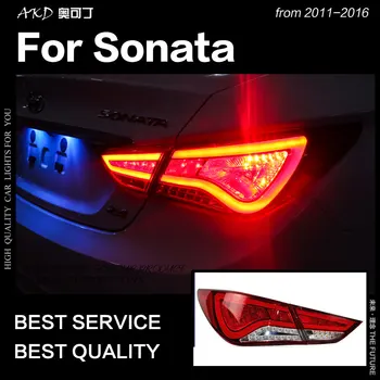 AKD Automobilių Stilius, skirta Hyundai Sonata Užpakaliniai Žibintai 2011-2016 Sonata YF LED Uodega Lempos DRL Stabdžio Signalas Atbulinės auto Priedai