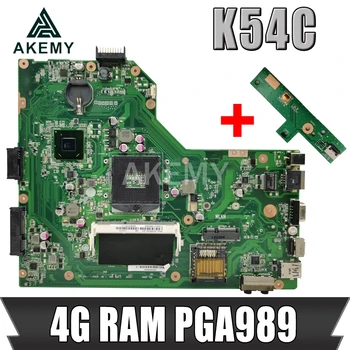 Akemy K54C Nešiojamojo kompiuterio motininė plokštė, Skirta Asus K54C X54C K54 K54Ly K54hR Bandymo originalus mainboard 4G RAM PGA989