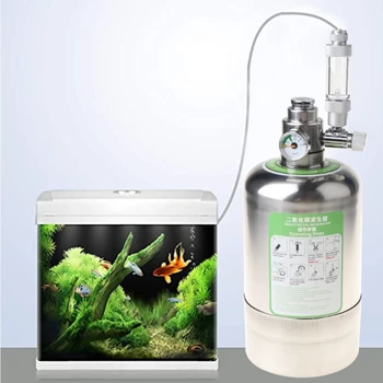 Akvariumas DIY CO2 Generatorius Sistema, Nerūdijančio Plieno Butelis Įrankiai Slėgio Daviklis K4UA