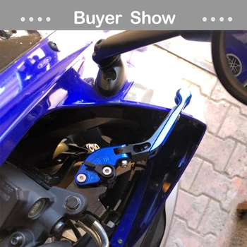 Alconstar - Mėlynas Motociklas CNC Ištraukiamas Sulankstomos Rankenos, Stabdžių ir Sankabos Trosas Yamaha YZF R15 YZF-R15 2008-2016 Rankena Baras