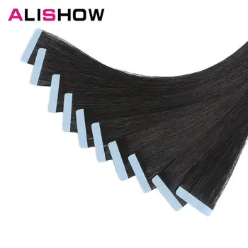 Alishow Juosta Remy Žmogaus Plaukų priauginimas Dvigubo Tempimo Plaukai Tiesūs Nematomas Odos Ataudų PU Juostos Apie Plaukų Plėtinių