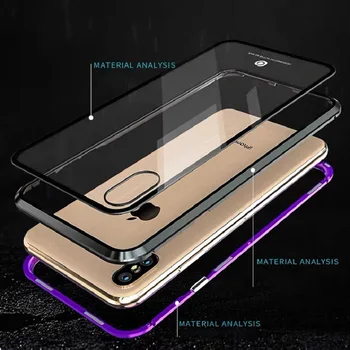 Aliuminio Metalo Magnetinių Telefono dėklas skirtas iPhone 12 Pro XS Max 11 X XR 6 6s 7 8 Plus SE 2020 vienpusis Grūdinto Stiklo Atgal Padengti