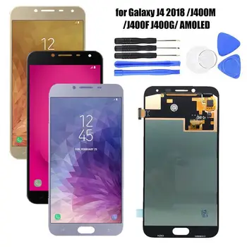 AMOLED Jutiklinis Ekranas skaitmeninis keitiklis Surinkimo Samsung Galaxy J4 2018 J400M J400F Touch Screen Telefoną, Mobilųjį Telefoną, Dalys