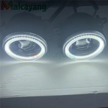 Angel Eyes + Stiklinis Lęšis 12V Galingas Išorės 90MM LED Rūko Šviesos Ford Focus MK2/3 Sintezės Fiesta MK7 Automobiliai, Automobilių Stilius